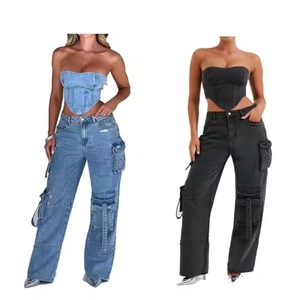 2025 của phụ nữ cao eo rộng chân làm việc quần tùy chỉnh nhà máy trực tiếp denim jeans mùa hè quần áo giá thấp bán buôn ngẫu nhiên - Product Image 5