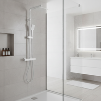 Colonne de douche thermostatique rectangulaire 1 mode salle de bain en acier inoxydable ABS