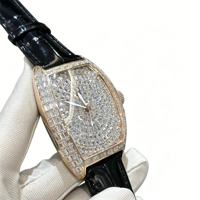 Montre mécanique entièrement sertie de diamants pour femme, étanche, bracelet en cuir, montre-bracelet de luxe, meilleure vente 2026