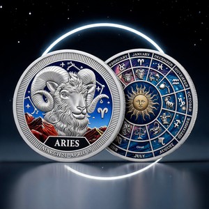 Moneda Conmemorativa de los Doce Signos <span class=keywords><strong>del</strong></span> Zodiaco, Diseño de Libra en Relieve 3D de Doble Cara, Disco Astrológico de Aleación, Artículo de Colección y Recuerdo - Product Image 6