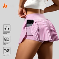 Jupe plissée sportive d'été Juyitang, faux deux-pièces, design fendu, anti-exposition, pour fitness, yoga, sport, taille empire, pour femme
