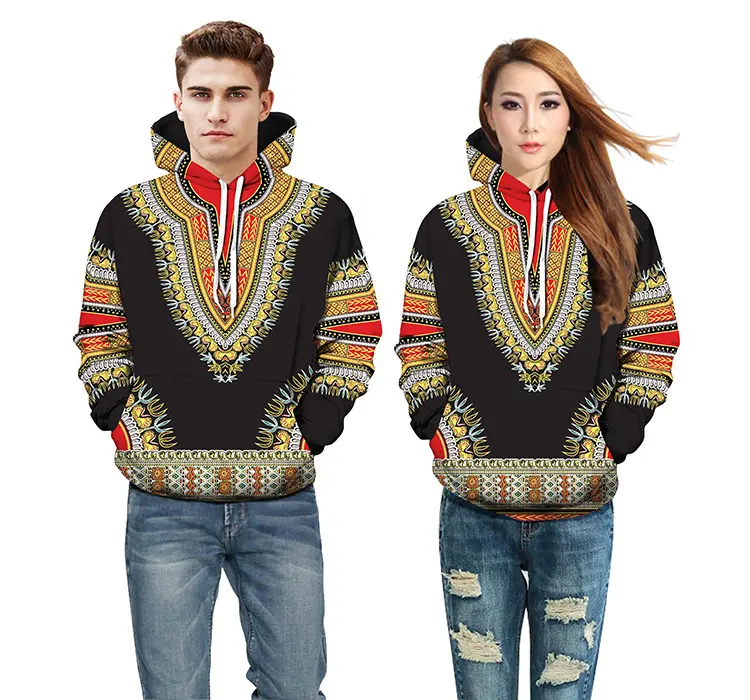 Custom and In-stock Long Sleeve Hoodies Design Couples African Clothing African Couple Clothes Hot-selling 6 Colors Polyester