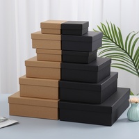 Boîtes cadeaux rectangulaires grandes en papier kraft noir, blanc et rouge avec couvercle et base, construction en papier rigide, modèle Zx5 pour cadeaux et artisanat