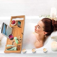 Plateau de baignoire de luxe en bois, pour ordinateur portable, bureau de baignoire moderne, en bambou naturel, caddie de luxe, promo