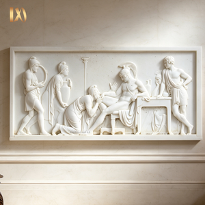 Panneau mural décoratif en marbre européen sculpté à la main, représentant Priam et Achille, petite taille, style néoclassique, pour la décoration murale de la maison. - Product Image 1