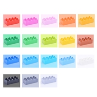 Batu Bata MOC 2x4 Titik Partikel Besar 6.4*3.1*2.3 cm Aksesoris Plastik Kompatibel Mainan Blok Bangunan untuk Anak-Anak