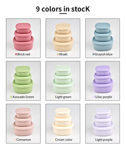 Silicone <b>Lunch</b> Box Bento With Lid Food Storage Container <b>Set</b> Nesting Leakproof Microwave Safe - Product Image 6
