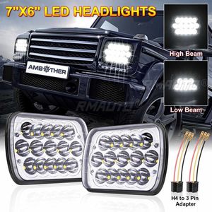 Phares carrés LED 5x7 6000K avec feux de circulation diurne (DRL) et clignotants, faisceau Hi-Lo pour Jeep Cherokee XJ Wrangler YJ, GMC, Ford F350 - Product Image 1