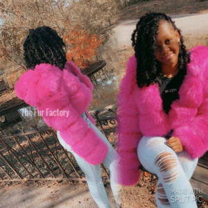 2022 ultime giacche invernali da donna di moda cappotti da donna in <span class=keywords><strong>pelliccia</strong></span> di volpe sintetica rossa stile corto - Product Image 1