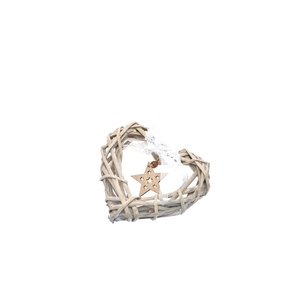 Targa da appendere per porta con cuore intrecciato e stella in legno - Product Image 1