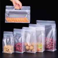 Sacs en Mylar transparents avec fermeture éclair, pochette à fond plat, sac d'emballage transparent à fond plat avec poignée, sac en plastique à fond plat avec huit soudures latérales
