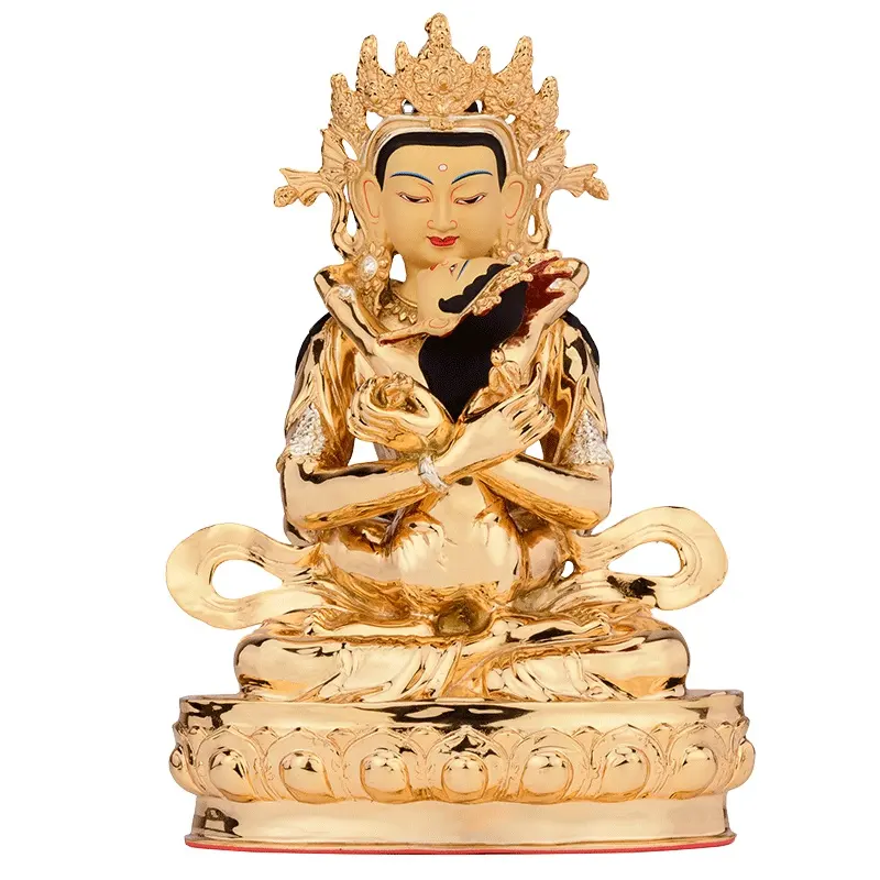 Nepal bronze de ouro tantra estátua de buda vajra segurando buda vajra sempre segurando buda dorje qiang