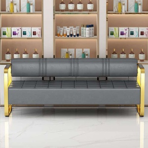 Muebles de sala de espera con estructura de acero dorado y tapicería de cuero, silla de tres asientos para hospitales, aeropuertos y espacios públicos, muestra gratuita. - Product Image 4