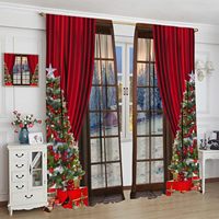 Rideaux de Noël personnalisables avec motifs d'arbres de Noël et de paysages enneigés, pour chambre et salon, 2 panneaux, décoration intérieure