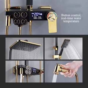 Robinet mitigeur de baignoire en or noir avec ensemble de <span class=keywords><strong>douche</strong></span> thermostatique Robinet en acier inoxydable élégant pour salle de bain luxueuse - Product Image 5
