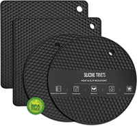 Sous-plats en silicone résistants à la chaleur, supports de casseroles multifonctionnels antidérapants, dessous de plat noirs minimalistes en matériau écologique