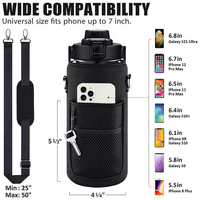 Bouteille d'eau sans BPA avec sangle de transport, 2 L, demi-gallon, bouteille d'eau de sport avec marqueur de temps, poche, brosse de nettoyage pour la salle de sport en plein air