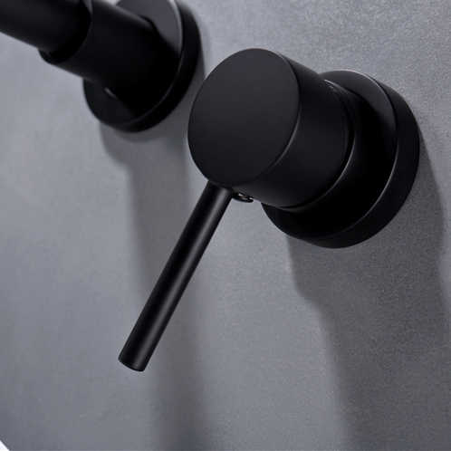 Modern Matte Black Wall Mount Bathroom Sink Faucet - Single Handle Waterfall Brass Tap
