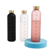 Bouteille d'eau motivante en verre de 1 L (32 oz) avec marqueur de temps, sans BPA, anti-fuite, durable, pour la gym, le fitness et les voyages – Vente en gros