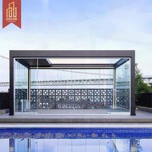 Pergola contemporaine pour jardin, patio ou cour arrière, dotée d'une aménagement spacieux et de portes coulissantes en verre, pergola rétractable - Product Image 1