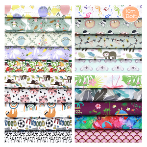Vải cotton in họa tiết hoạt hình bán buôn, cuộn vải cotton hữu cơ in hình động vật hoạt hình, vải cotton in họa tiết hoạt hình trẻ em - Product Image 4