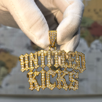 Pendentif Hip Hop Icy Two Rows, lettres gothiques, largeur 2,5 pouces, plaqué or 18 carats, argent sterling 925, Moissanite VVS, pour rappeur