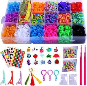 Máquina portátil de tejer a mano de arcoíris DIY, juguete de plástico para niños para hacer pulseras coloridas, juguetes de aprendizaje divertidos para niños - Product Image 2