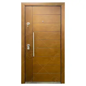 Puerta Exterior de seguridad de estilo europeo, puerta de madera de acero de alta calidad para casa