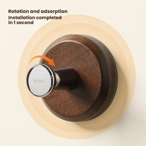 Ganci a ventosa in legno di noce senza foratura, ganci da parete in alluminio per bagno e cucina, appendiabiti a forte tenuta senza trapano - Product Image 2