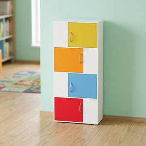 Armoire de rangement pour enfants moderne en bois de haute qualité 16_0016, 4 portes, multicolores, bibliothèque pour salon, meubles de maison - Product Image 3