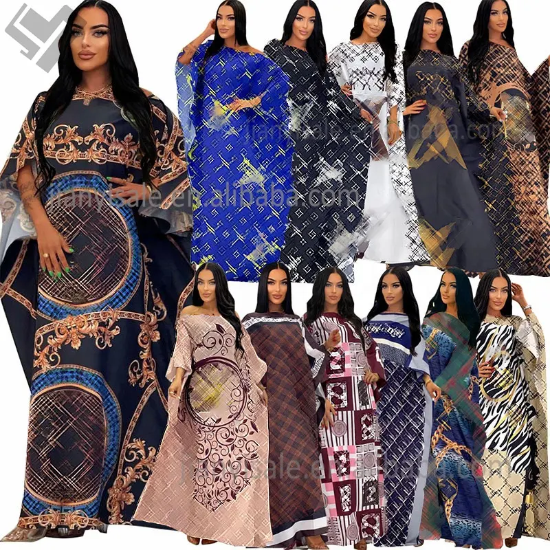 Vestidos africanos Para Mulheres 2023 Primavera Verão Vestidos Elegantes Robe Dresses Designer Print Casual Loose Maxi Dress