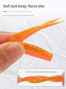 15 leurres souples à queue fendue 5 couleurs <span class=keywords><strong>pour</strong></span> la pêche au bar, au brochet et aux poissons prédateurs, appâts artificiels, vente en gros d'usine - Product Image 3