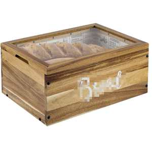 Caja de almacenamiento simple de madera maciza para pan, postres, pasteles, cupcakes y vitrinas cuadradas con tapas transparentes - Product Image 3
