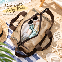 Sac de sport en maille personnalisé avec logo, séchage rapide, 3 modes de transport, sangle détachable, fermeture éclair pour piscine, salle de sport, plage