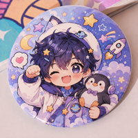 Badge en métal rond personnalisé imprimé avec des dessins animés et des anime, surface pailletée, pour les cadeaux de fête et les articles promotionnels