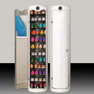 Living Room Rotatable Shoe Cabinet Hot Selling PVC Shoe Rack With Mirror And Deodorization Function