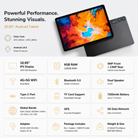 Tablette Android 14 YPORANGECHENG F11 10,95 pouces 4G LTE WiFi GPS 6 Go + 128 Go Caméra 5MP + 13MP Batterie 7200 mAh OEM ODM Logo personnalisé