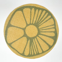 Set de table rond tissé motif tranches d'agrumes jaune-vert, résistant à la chaleur, antidérapant, lavable, pour la cuisine