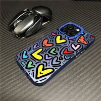 Coque de téléphone élégante pour iPhone Xs Xr 11 12 13 14 15 16 17 Pro Max Lovely Heart Hard Antichoc Phone Case