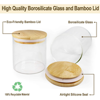 54oz cuisine utiliser des bocaux en verre borosilicaté vide clair conteneurs en verre de stockage des aliments avec couvercle en bambou