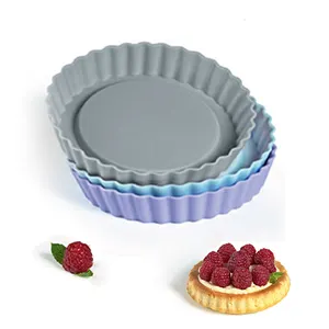 Bakeware Dia 4.7 inci/120mm bentuk bulat LFGB cetakan silikon aman untuk makanan kue tidak menempel loyang kue alat terpal buah