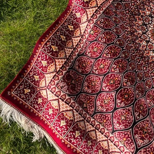 <span class=keywords><strong>Tappeto</strong></span> Persiano Rosso Borgogna in Modal con <span class=keywords><strong>Frange</strong></span>, <span class=keywords><strong>Tappeto</strong></span> Orientale da Preghiera Mandala, Vendita all'Ingrosso 80*120cm - Product Image 4