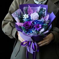 Bouquet éternel Lovebay pour la fête des mères avec boîte cadeau, fleurs éternelles, roses conservées longue durée, bouquet de fleurs éternelles