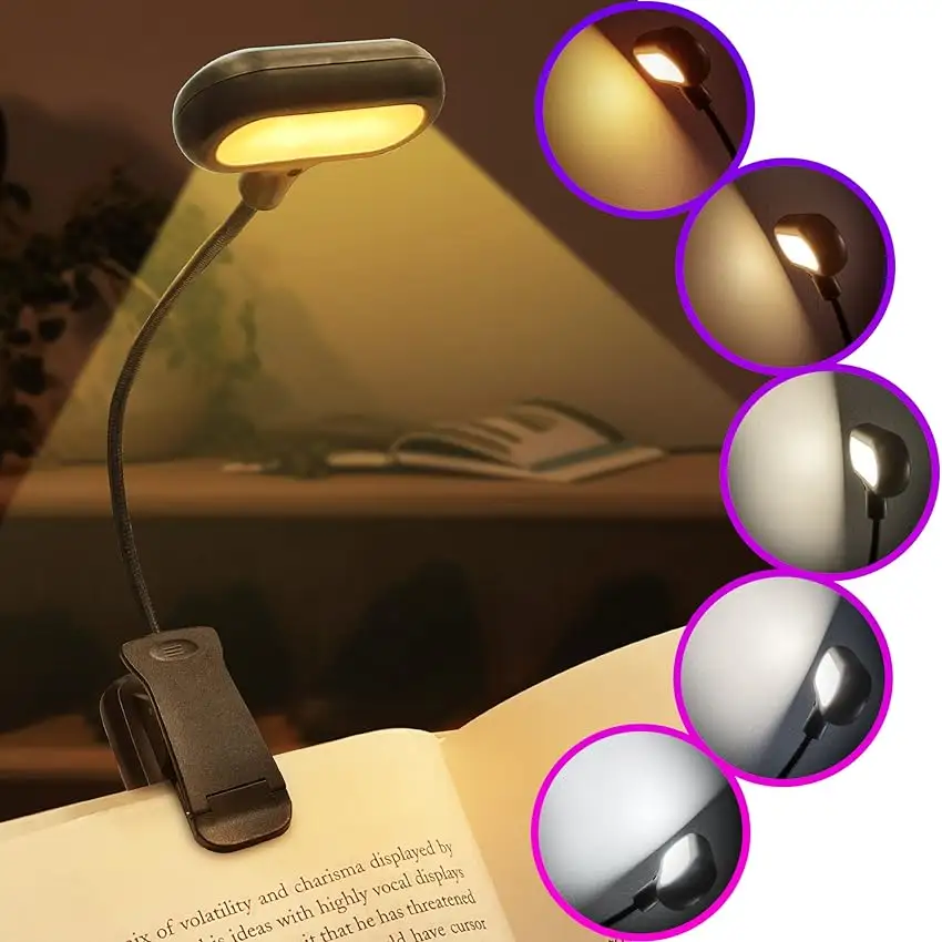 LOHAS 14 LEDs Luz de libro USB Lámpara de lectura de libros 4 Brillo Regulable Luces de libro flexibles para niños Estudiantes