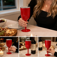 Gobelet de voyage portable personnalisé en acier inoxydable 304 de 10 oz, isolé, avec couvercle coulissant transparent, anti-éclaboussures et base stable, pour vin rouge