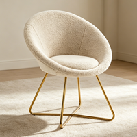 Chaise de salle à manger en velours Teddy, style nordique moderne et contemporain, avec structure en métal doré, pour la maison, le café, le bureau, la cuisine, l'hôtel