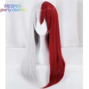 Perruque de cosplay HESPER Anime rouge et argentée pour Halloween, cheveux longs et raides, accessoires de costume colorés, costume de clown pour jeu de rôle - Product Image 3