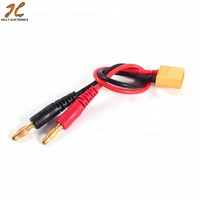 Câble adaptateur de charge 16AWG en silicone avec connecteur RC XT60 vers fiche banane 4mm, longueur 150mm, couleur rouge/noir