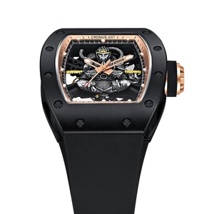 <span class=keywords><strong>2025</strong></span> Mặt Trời Mới Wukong Nam Kinh Doanh Đồng hồ cơ carbon-Gương pha lê, vỏ hình thùng, dây đeo silicon màu đen - Product Image 2