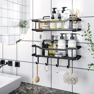 2 Stuks Pakket Badkamer Plank Opbergrek Organizer Mand Muur Gemonteerde Douche Caddy Badkamer Planken